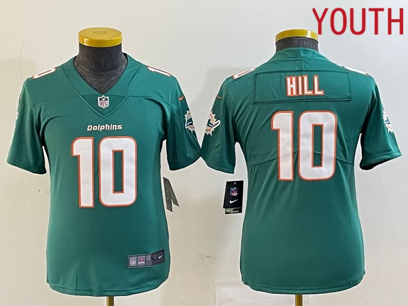 Youth Miami Dolphins 10 Hill Green 2023 Nike Vapor Limited NFL Jersey style 1